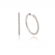 9ct White Gold Diamond Hoop Earrings -  0,22cts