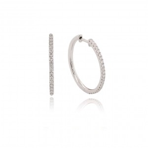 9ct White Gold Diamond Hoop Earrings -  0.22cts