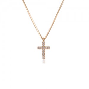 9ct Gold Diamond Cross & Chain - 0.06ct