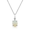 9ct White Gold Opal & Diamond Pendant & Chain - O 2.5ct D 0.05ct