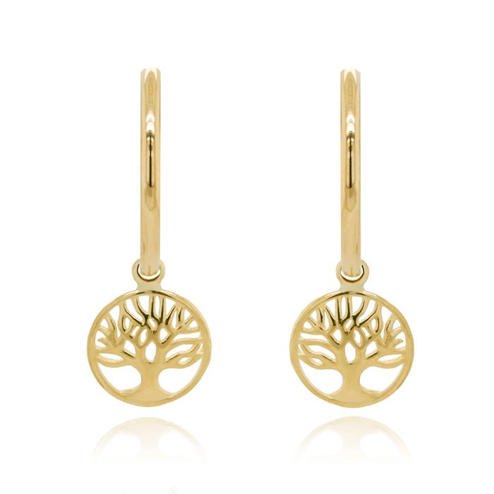 9ct Gold Tree of Life Hoop Earrings