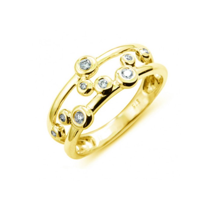 9ct Gold Diamond Bubbles Dress Ring - 0.11ct