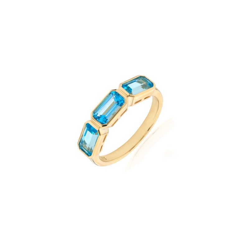 9ct Gold 3st Swiss Blue Topaz Dress Ring 9ct Gold 3st Swiss Blue Topaz Dress Ring
