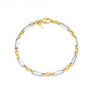 9ct Two-colour Gold Lozenge Link Bracelet