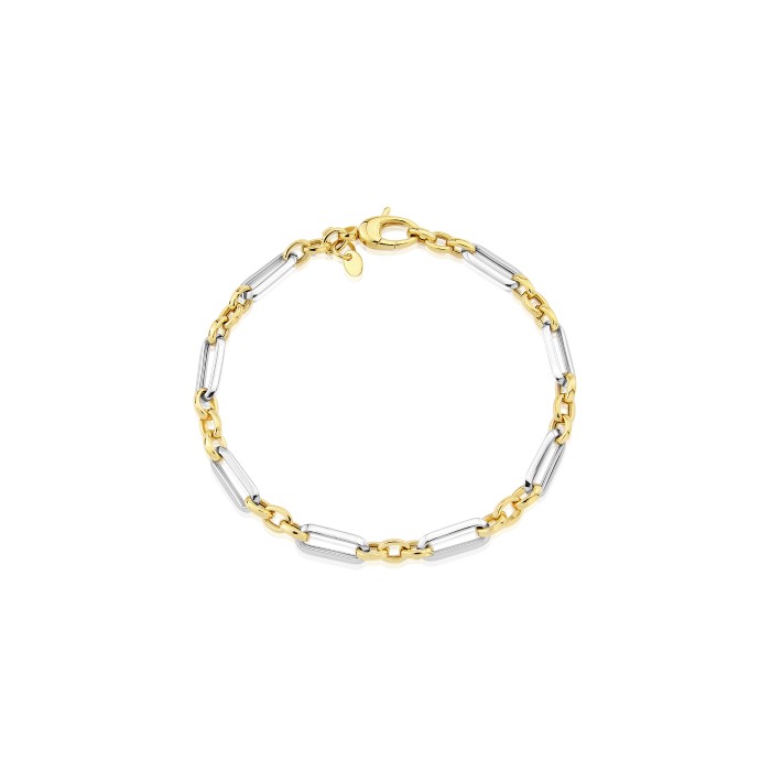 9ct Two-colour Gold Lozenge Link Bracelet