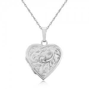 Sterling Silver Heart-shaped Locket & Chain