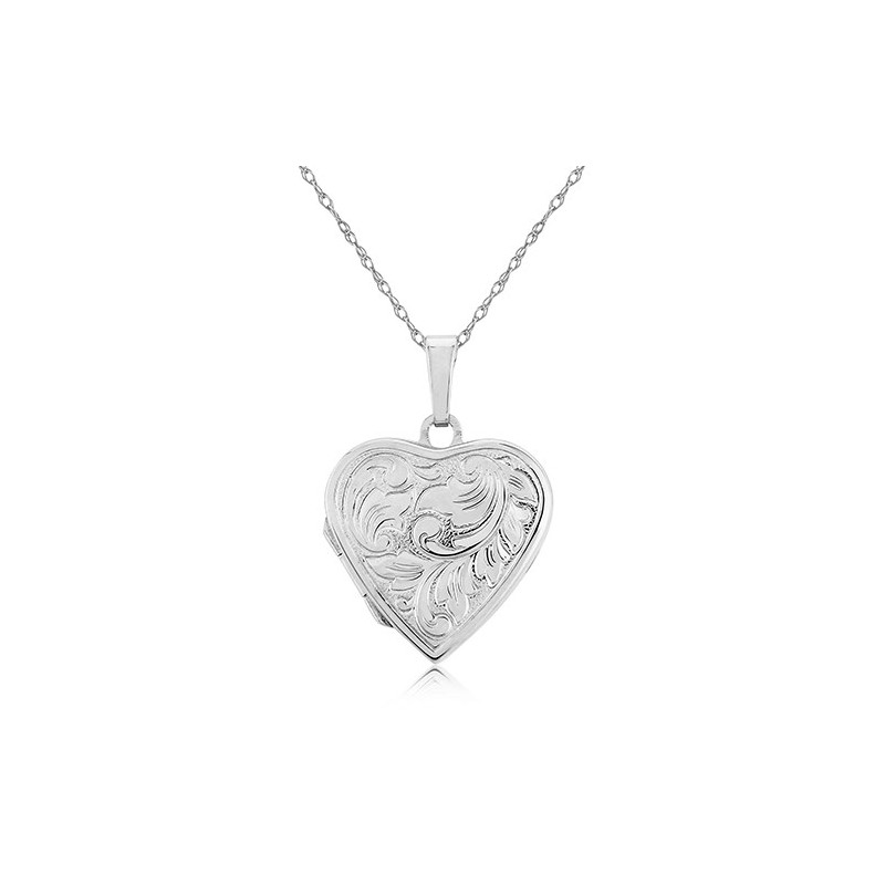 Sterling Silver Heart-shaped Locket & Chain Sterling Silver Heart-shaped Locket & Chain