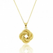 9ct Gold Large Knot Pendant & Chain