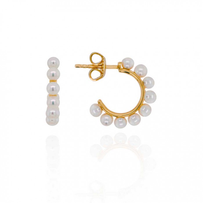 9ct Gold Cultured Pearl Hoop Earrings
