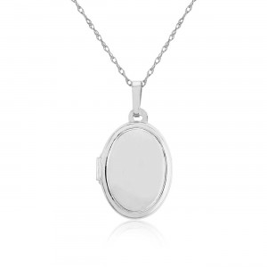 Sterling Silver Small Oval Locket & Chain