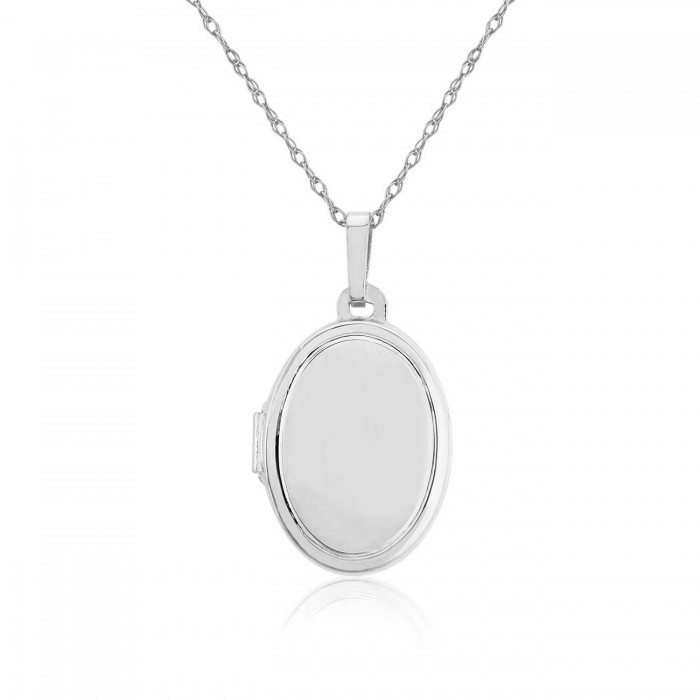 Sterling Silver Small Oval Locket & Chain