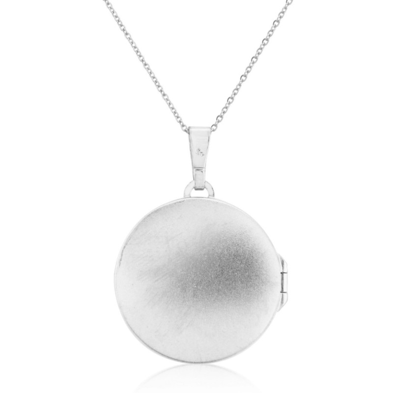 Sterling Silver Engraved Round Locket Chain