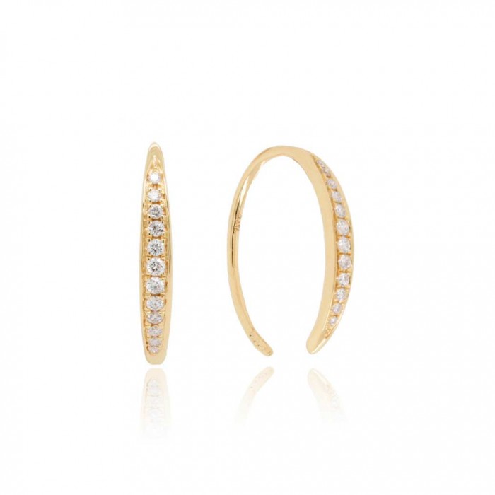 9ct Gold Diamond Torque Hoop Earrings - 0.14ct
