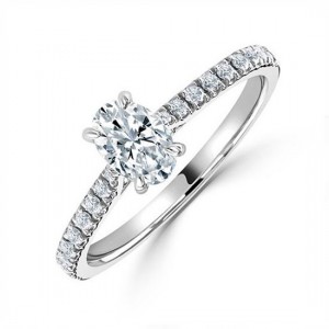 Platinum Oval Diamond Solitaire Ring - 0.50 + 0.17 G/SI1
