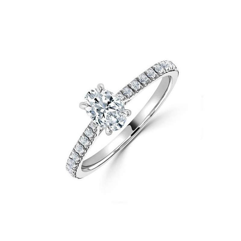 Oval Solitaire with Diamond Shoulders in Platinum - Macintyres of Edinburgh Oval Solitaire with Diamond Shoulders in Platinum - Macintyres of Edinburgh