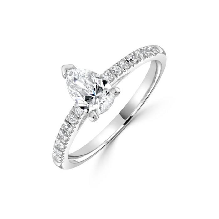 Platinum Pear-shaped Diamond Ring 0.70 + 0.20 E/SI1