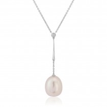 9ct White Gold Pearl & Diamond Necklace - Macintyres of Edinburgh