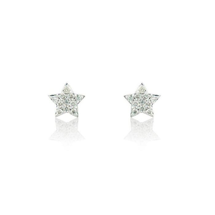 9ct White Gold Diamond Star Earrings - 0.12