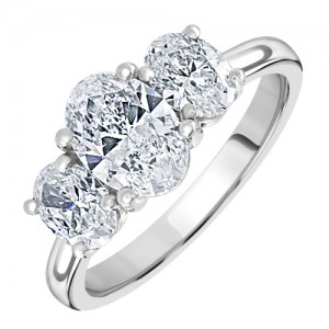 Platinum 3st Oval Diamond Ring - 1.33cts E/VS2