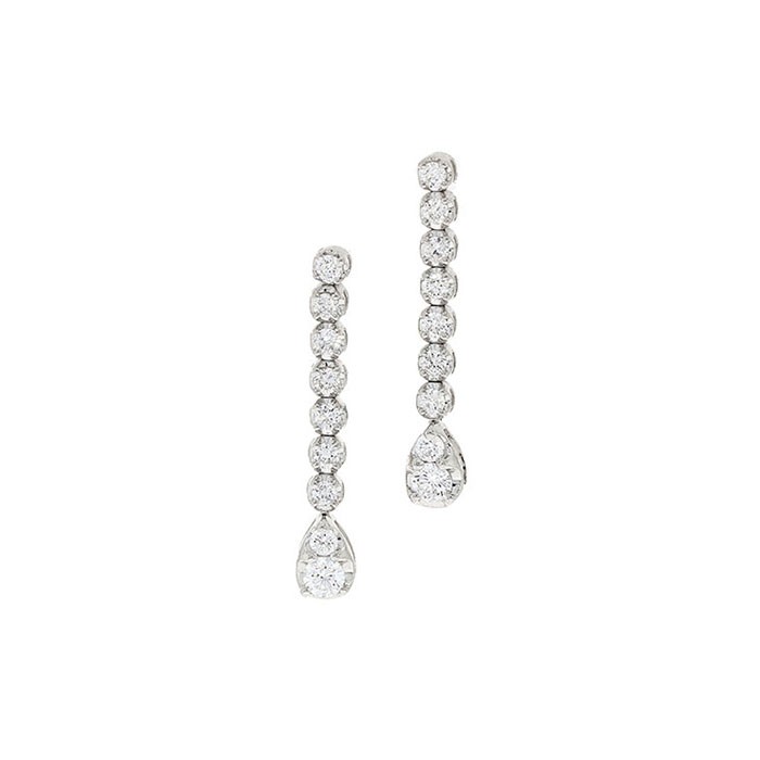 18ct White Gold Diamond Drop Earrings - 0.82