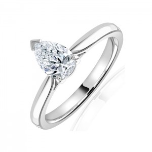 Platinum Pear-shaped Diamond Solitaire Ring - 0.80ct F/SI1
