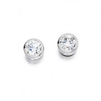 Diamond Solitaire Bezel Set Earrings - 0.63cts