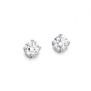 18ct White Gold Diamond Soliatire Stud Earrings - 0.37cts