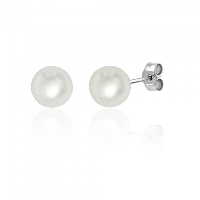 18ct White Gold Cultured Pearl Stud Earrings - 8.0 - 8.5mm