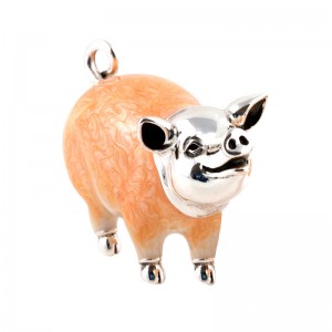 Saturno Sterling Silver & Enamel Chubby Pig - 10991L