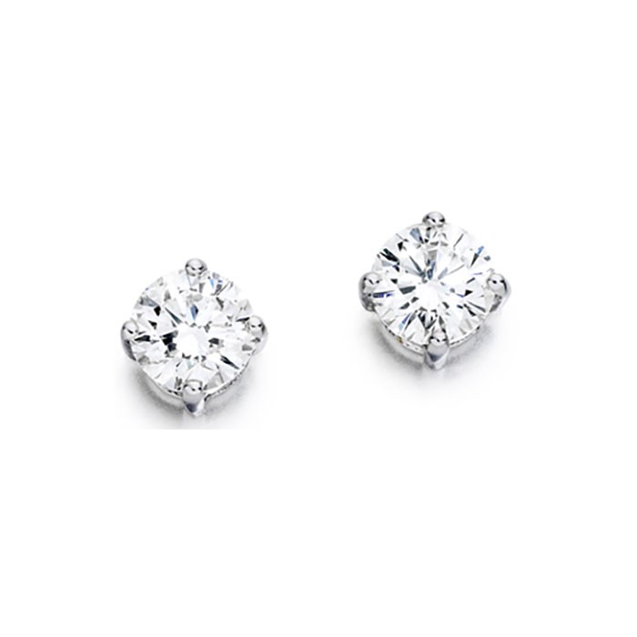 18ct White Gold Diamond Solitaire Stud Earrings - 0.49cts