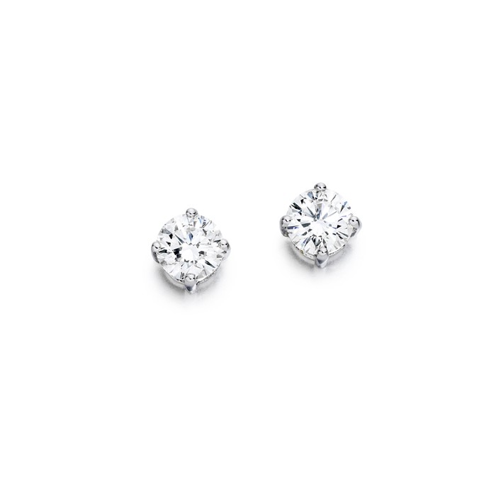 18ct White Gold Diamond Solitaire Stud Earrings - 0.45cts