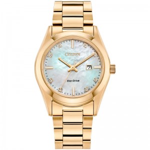 Citizen Ladies Gold Tone Mother of Pearl Dial Watch - EW2702-59D