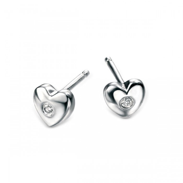 D For Diamonds Silver Heart Stud Children's Earrings - E572