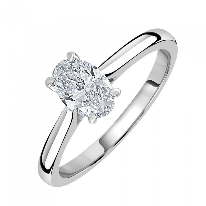 Platinum Oval Diamond Solitaire Ring - 0.70ct D/SI1