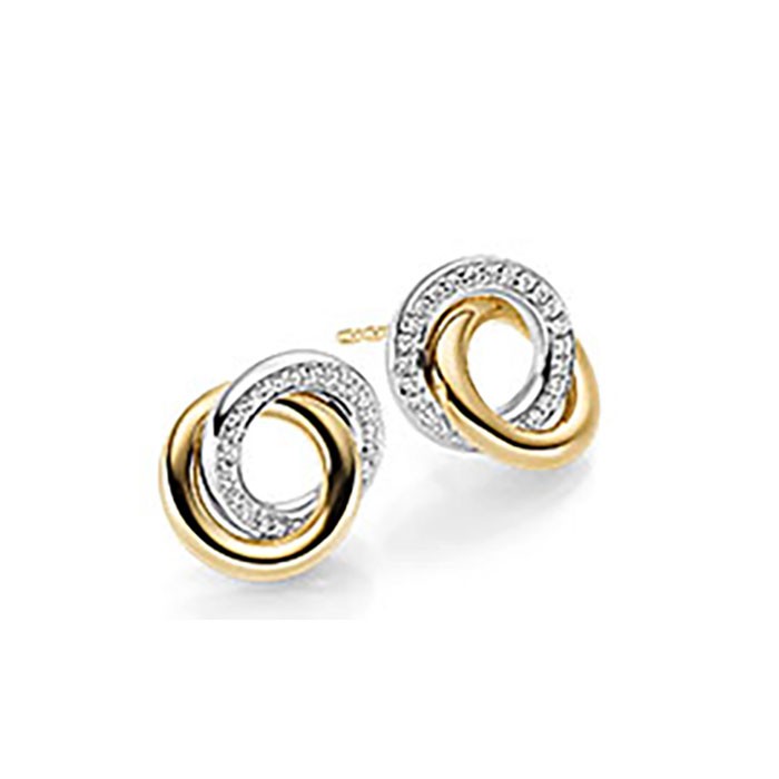 14ct Gold Diamond Set Solid Knot Stud Earrings - 0.25