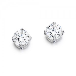 18ct White Gold Diamond Solitaire Stud Earrings - 1.60 E-F / SI1