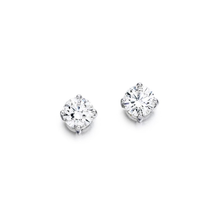 Pair 18ct Gold Diamond Solitaire Stud Earrings - 1.40cts H/VS2