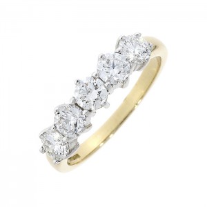 18ct Gold 5st Diamond Eternity Ring - 1.20cts