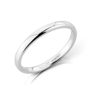 18ct White Gold 2mm Deluxe Court Wedding Band - sizes I to O