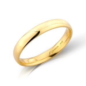 18ct Gold 3mm Deluxe Court Wedding Band - sizes I to O