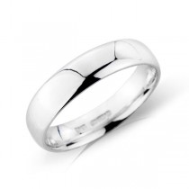 18ct White Gold 5mm Deluxe Court Wedding Band 