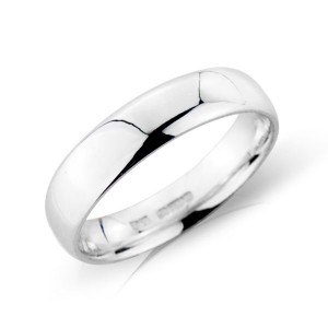 18ct White Gold 5mm Deluxe Court Wedding Band - sizes I to O