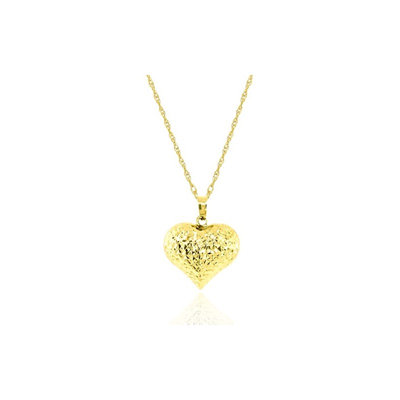 9ct Gold Diamond Cut Heart Pendant & Chain 9ct Gold Diamond Cut Heart Pendant & Chain