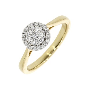18ct Gold Round Diamond Halo Clster Ring - 0.24ct