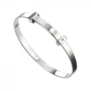 D for Diamond Classic Silver Baby Bangle - B5060