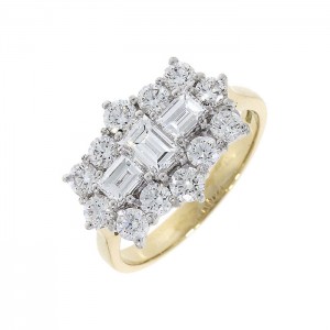 18ct Gold Crossed Baguette Diamond Cluster Ring - 2.79cts