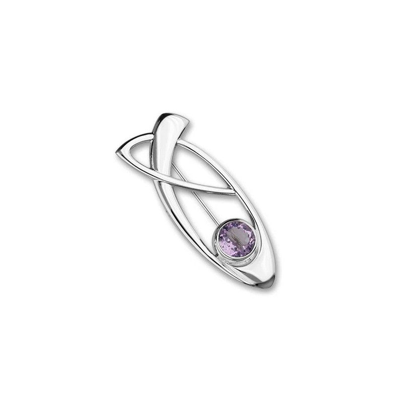 Ortak Retreat Sterling Silver Amethyst Brooch CB129