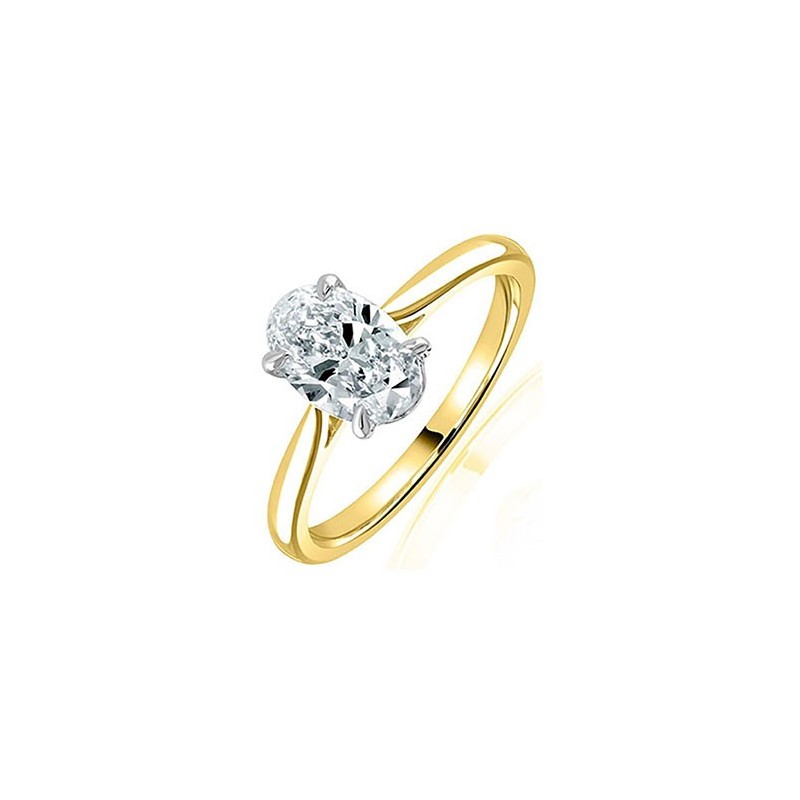 18ct Yellow & White Gold Oval Diamond Solitaire Ring - 1.00 F/SI 18ct Yellow & White Gold Oval Diamond Solitaire Ring - 1.00 F/SI