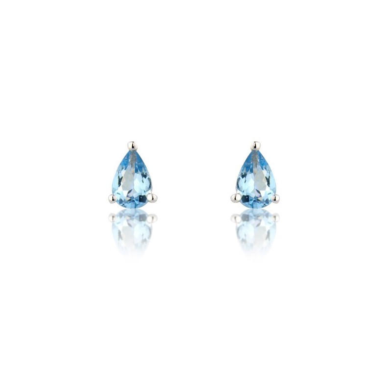 9ct White Gold Pear Shaped Aquamarine Stud Earrings 9ct White Gold Pear Shaped Aquamarine Stud Earrings