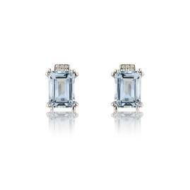 9ct White Gold Aquamarine & Diamond Earrings